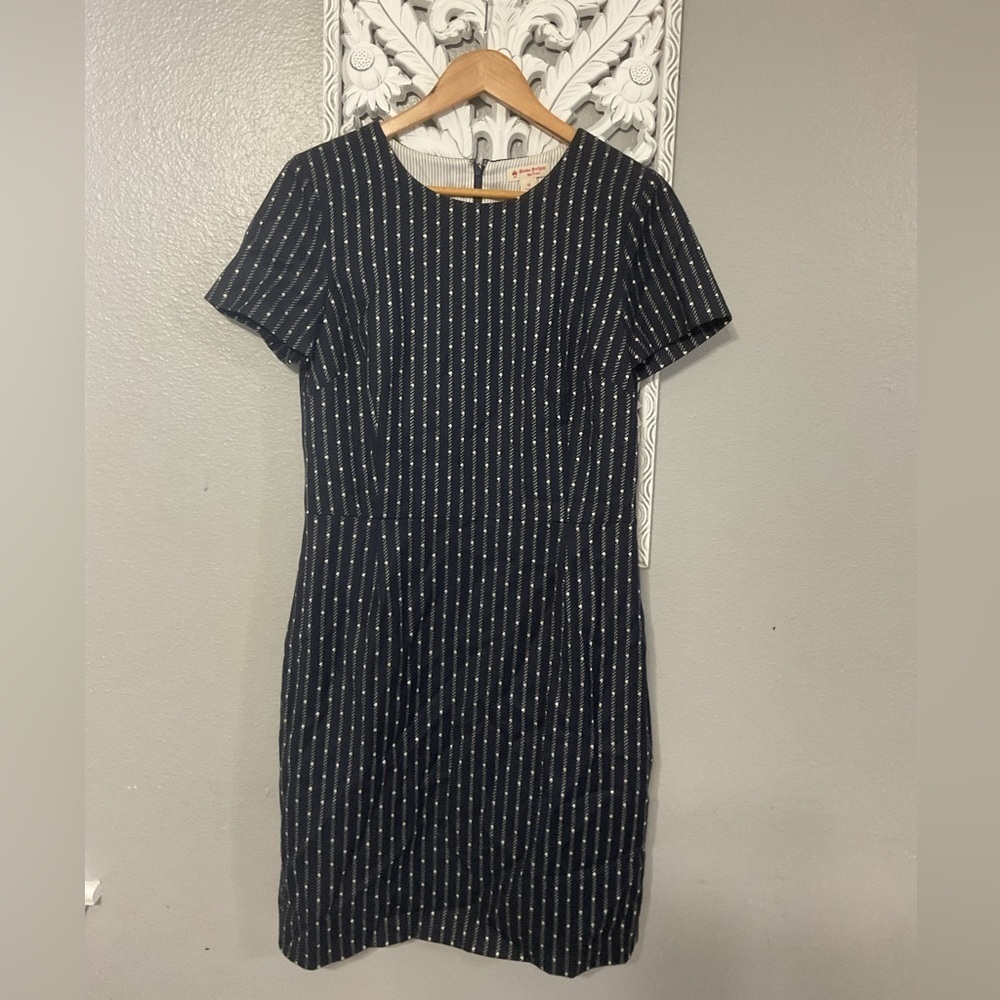 BROOKS BROTHERS Red Fleece Collection Navy White Dotted Sheath Dress - Sz 10